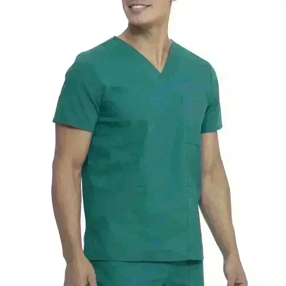 NWT Scrubstar Unisex V-Neck Scrub Top Size Size 3XL 2-Way Stretch Hunter Green - Picture 2 of 9